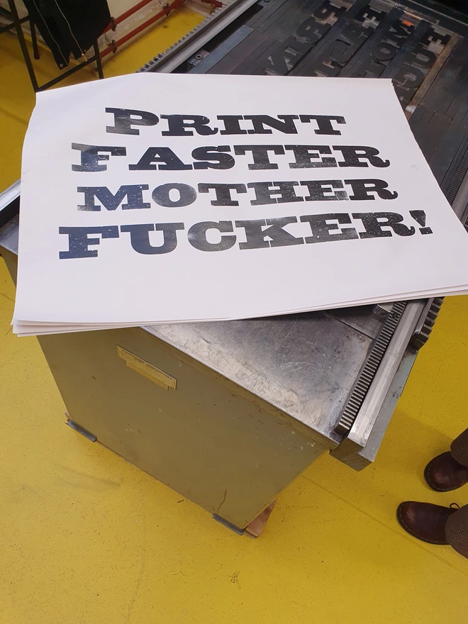 Print Faster Mother Fucker print proofing