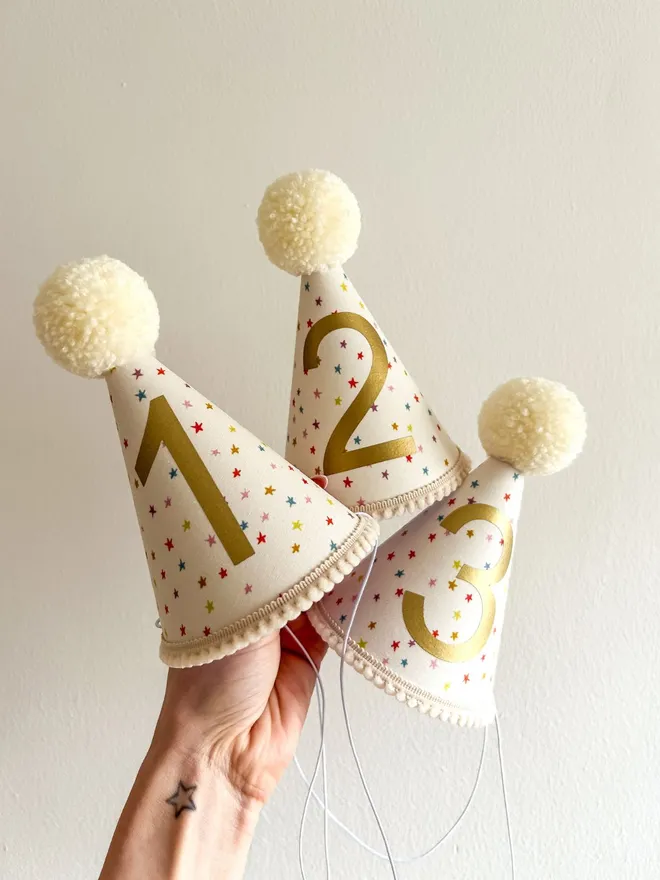 Multi Colour Star Print Party Hat