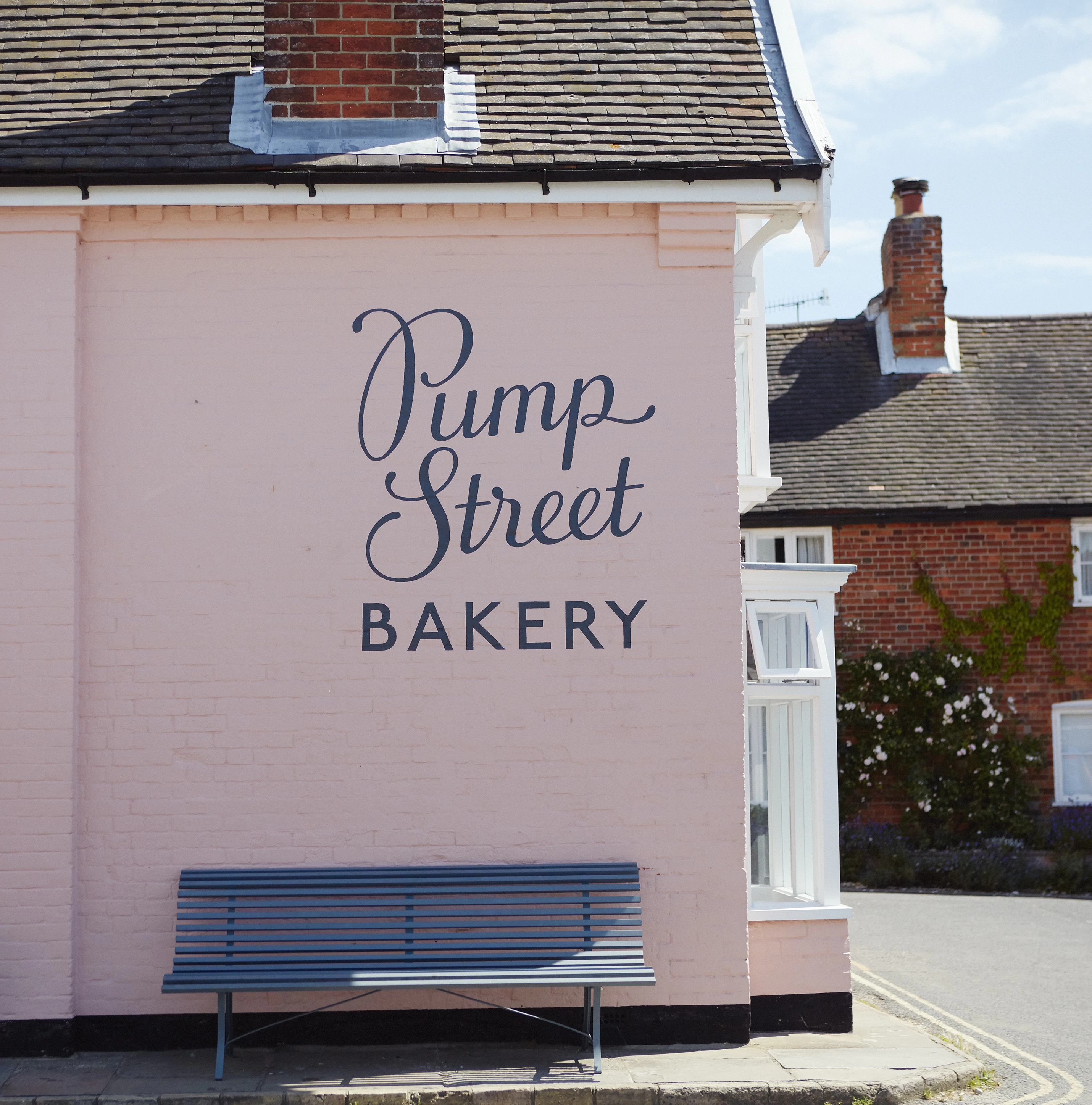 Exterior photo of Pump Street Bakery,  an award-winning bakery in the village of Orford on Suffolk’s Heritage Coast. 