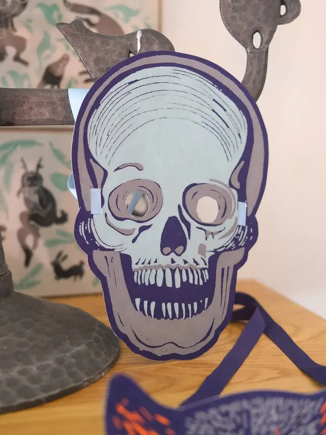 skull screen printed halloween mask