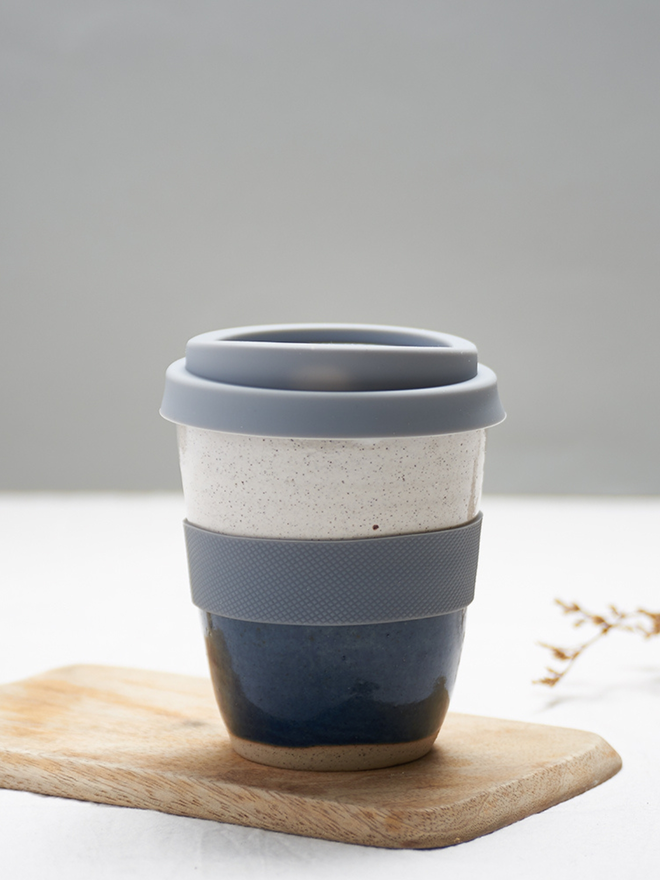 Tall Grey Personalised Ceramic Travel Mug