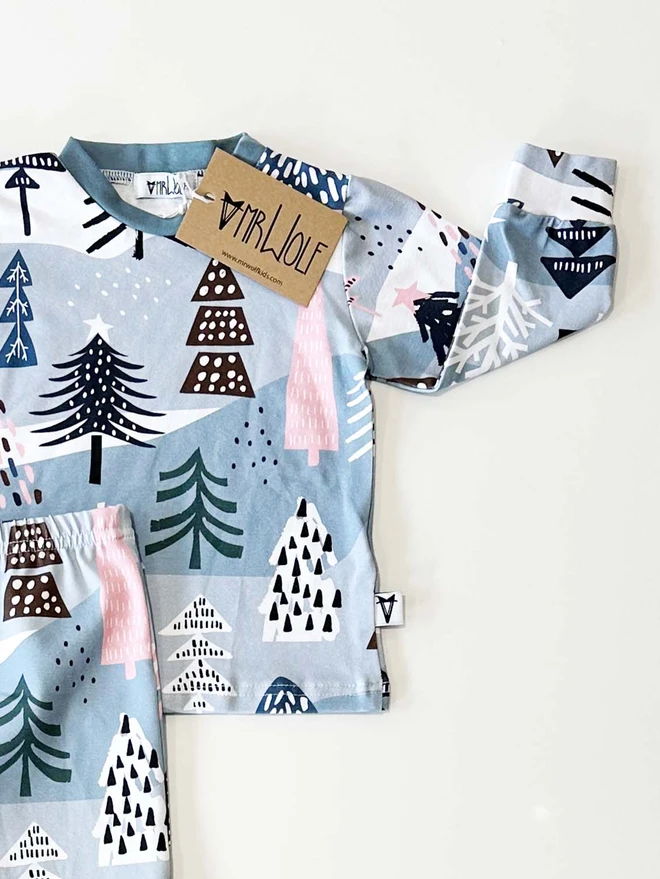 Baby and toddler lounge set in a cosy winters dream print