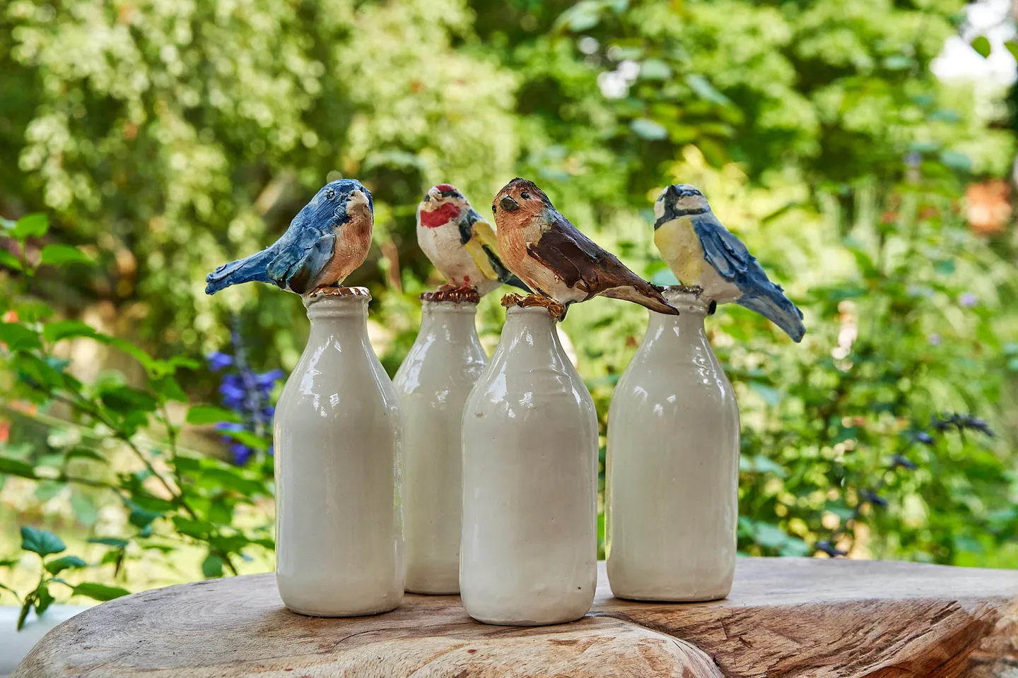 Bird milk bottle sculpture