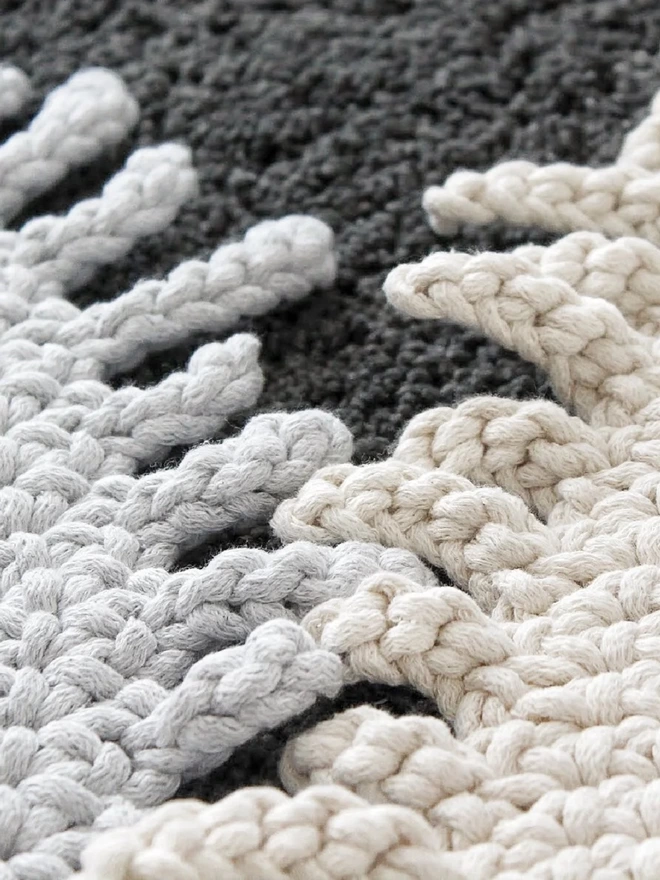 hand crocheted nursery rug Zuri House ivory and light grey