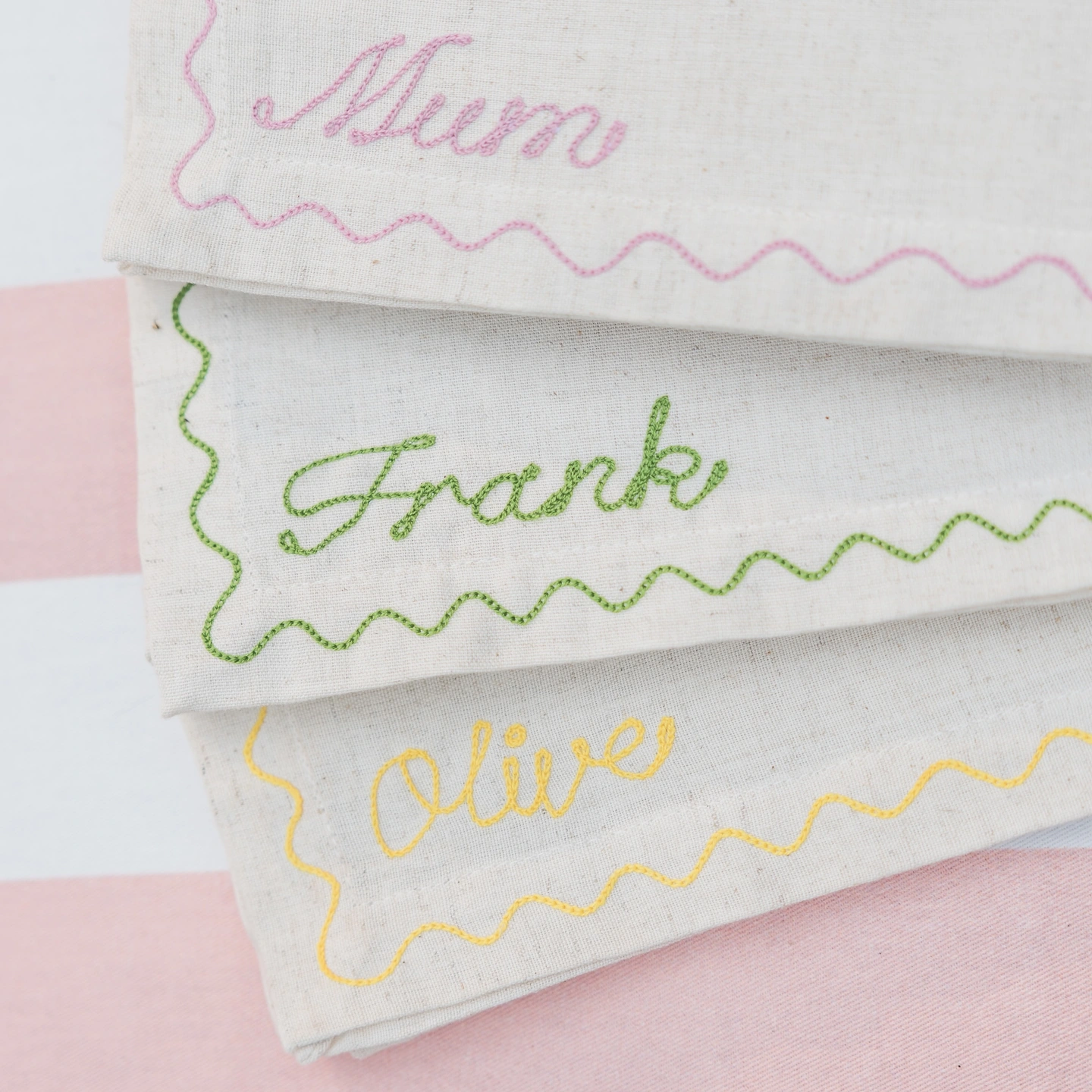 Personalised embroidered napkin