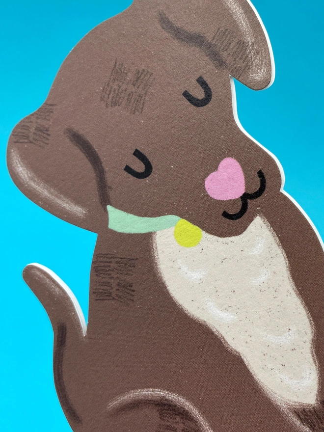 Cute Chocolate Brown Puppy Mini Greeting Card For Dog Lovers Detail | Raspberry Blossom