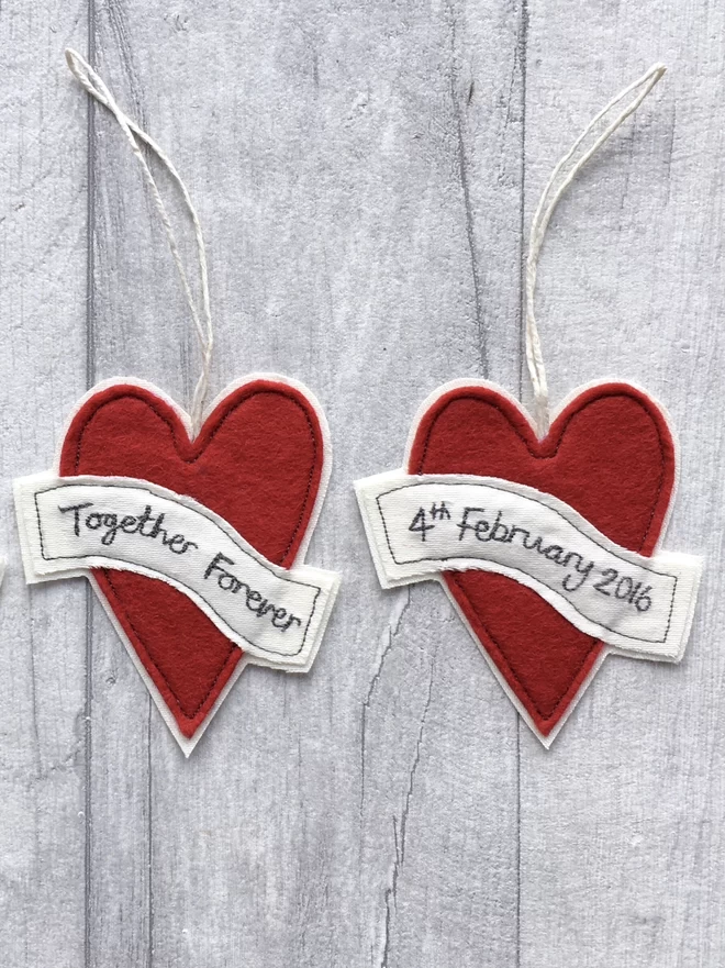 Text examples for hanging heart decoration
