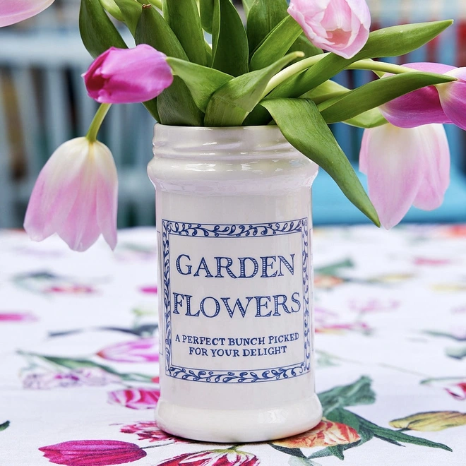 Garden flowers ceramic vase