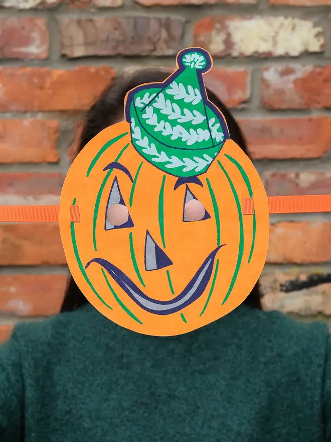 pumpkin screen printed halloween mask