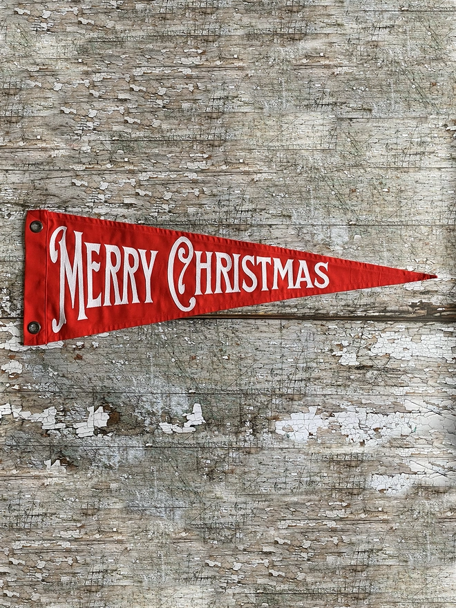 A Red Merry Christmas pennant Flag