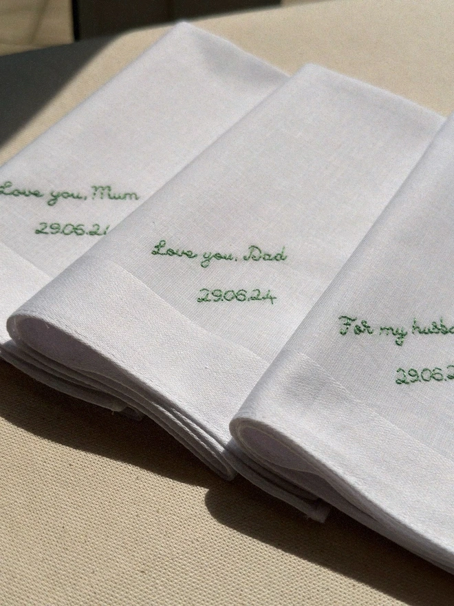 Custom Embroidered Wedding Handkerchief