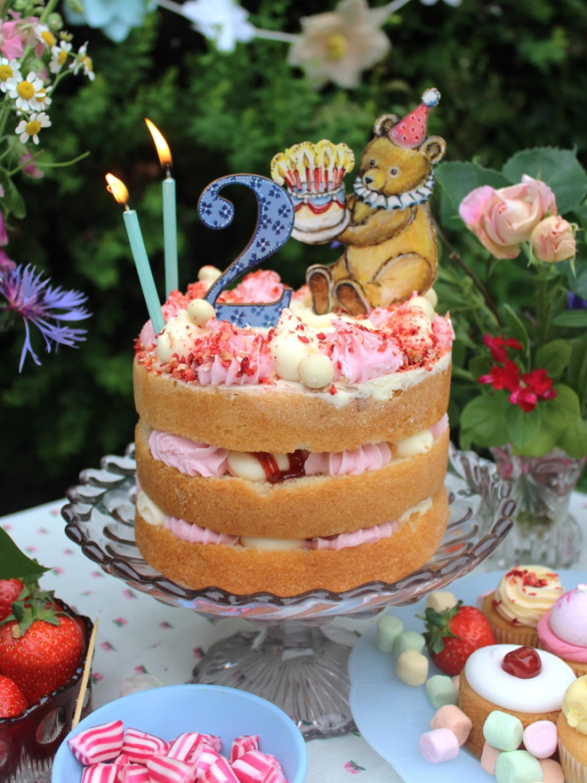 Birthday Teddy - Wooden Cake Topper