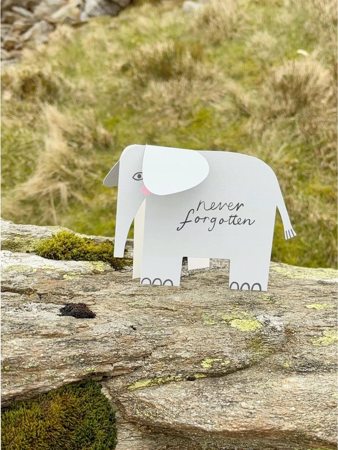 grey never forgotten elephant fold out card