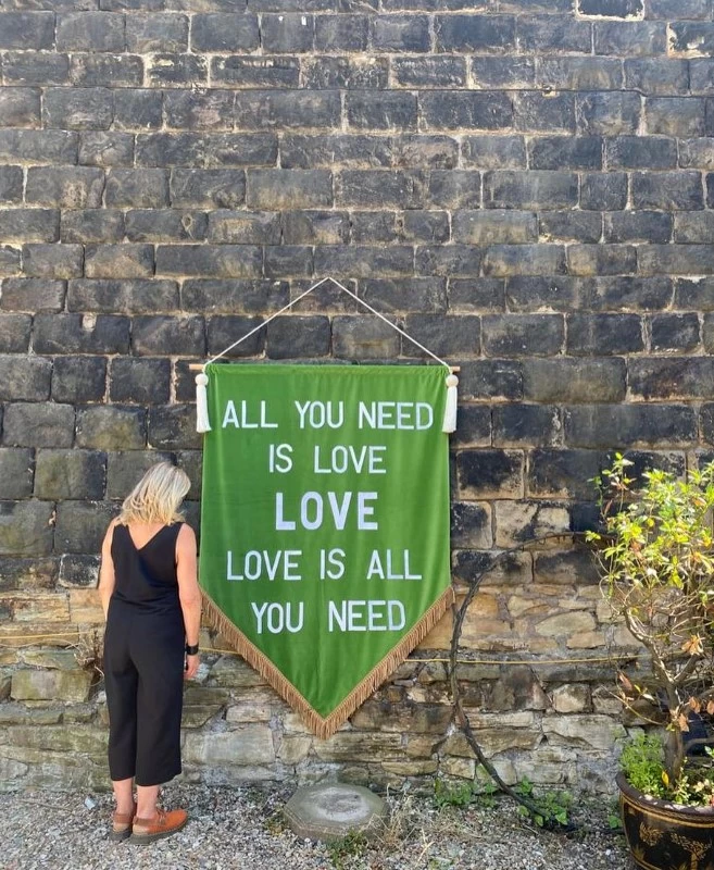 add your own special saying to onethreefour vintage's handmade velvet wall hangings