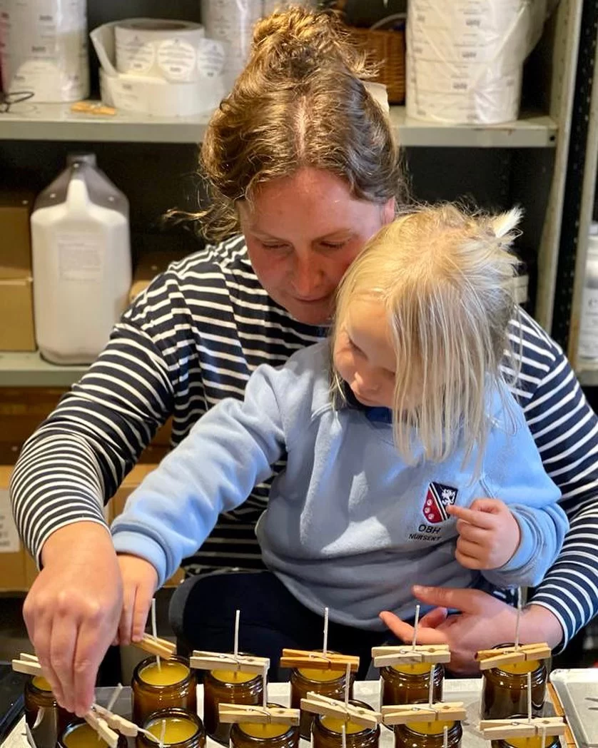 join handcrafted making candles with her daughter