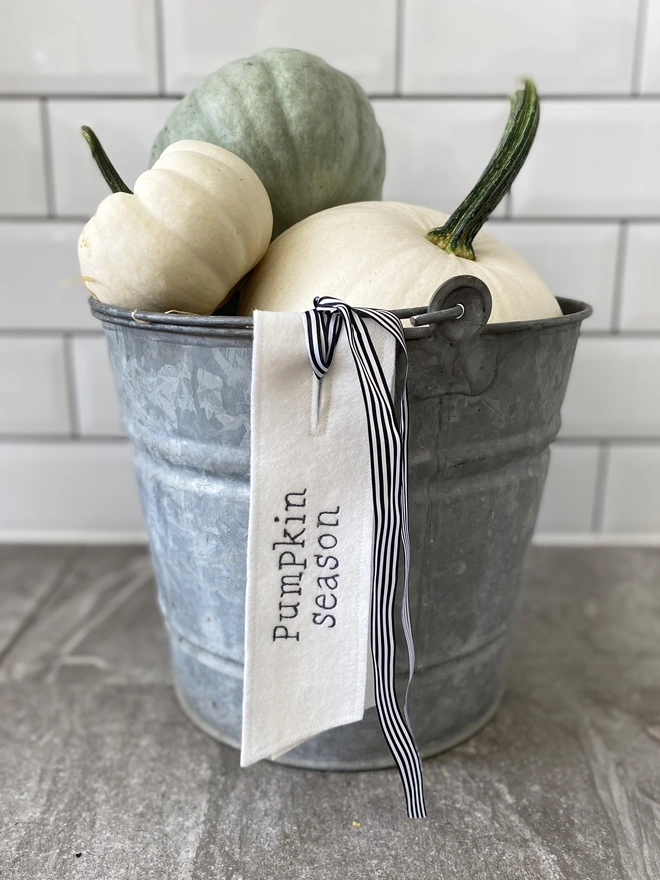 Halloween Ribbon Embroidered decoration tied to bucket