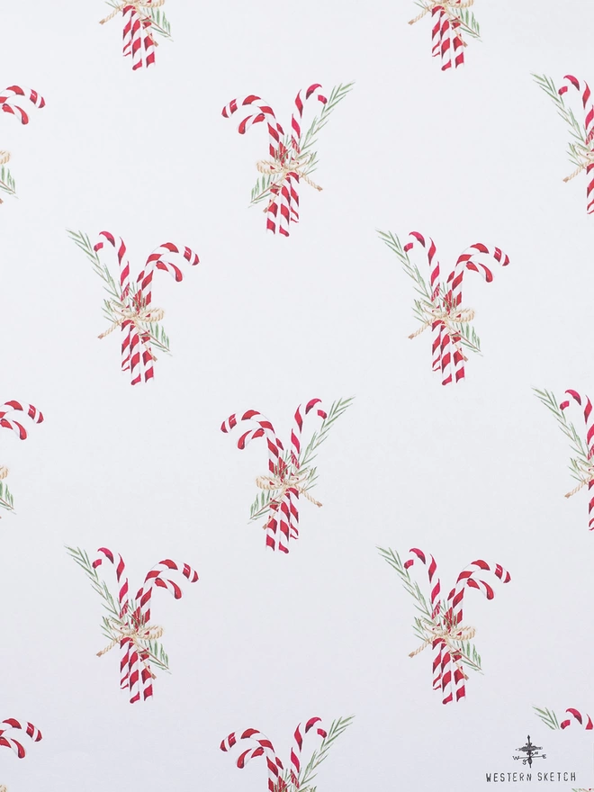 Candy Cane Gift Wrap Sheet 