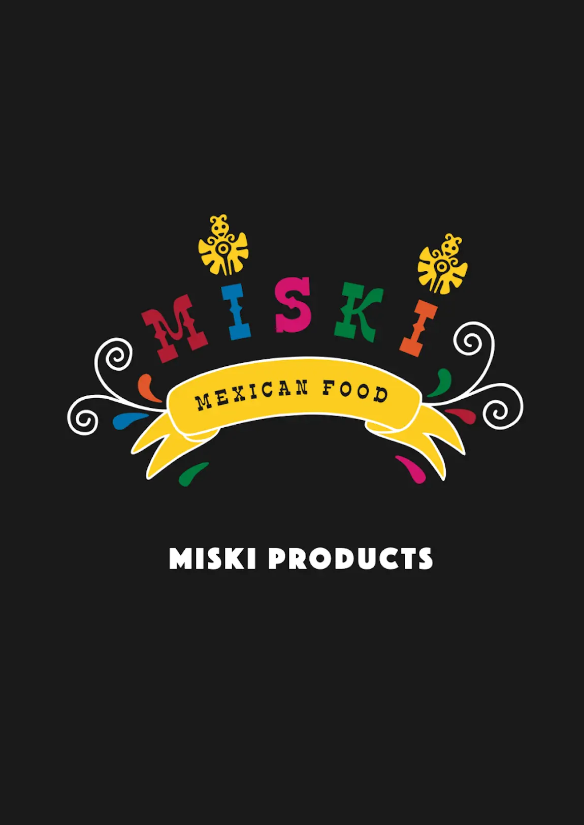 colourful logo 'miski' on black background
