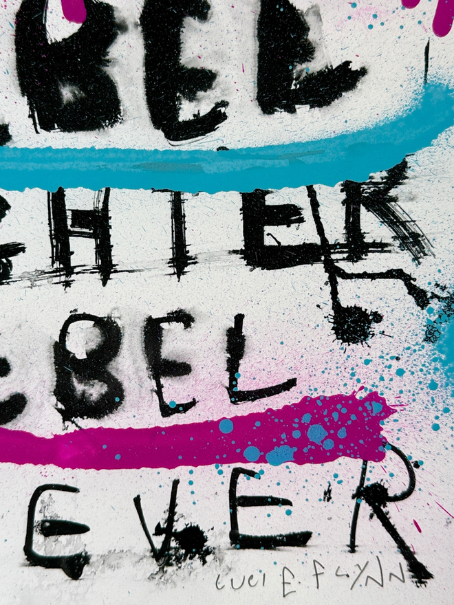 hot pink rebel mother giclee print  close up