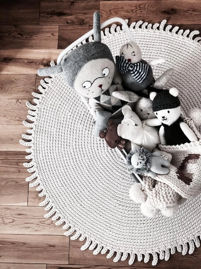 hand crocheted nursery rug Zuri House ivory