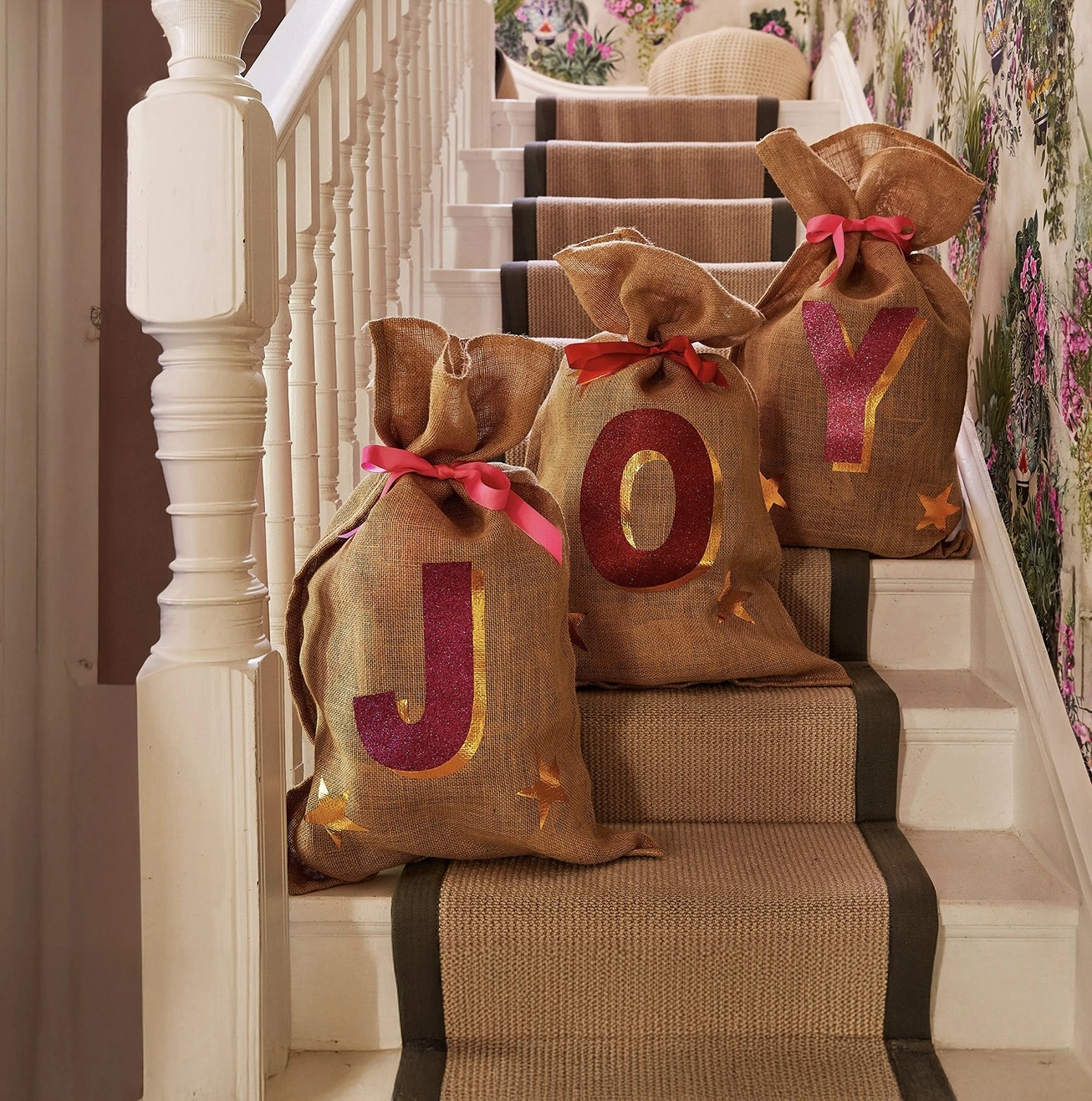 Joy Christmas glitter sack
