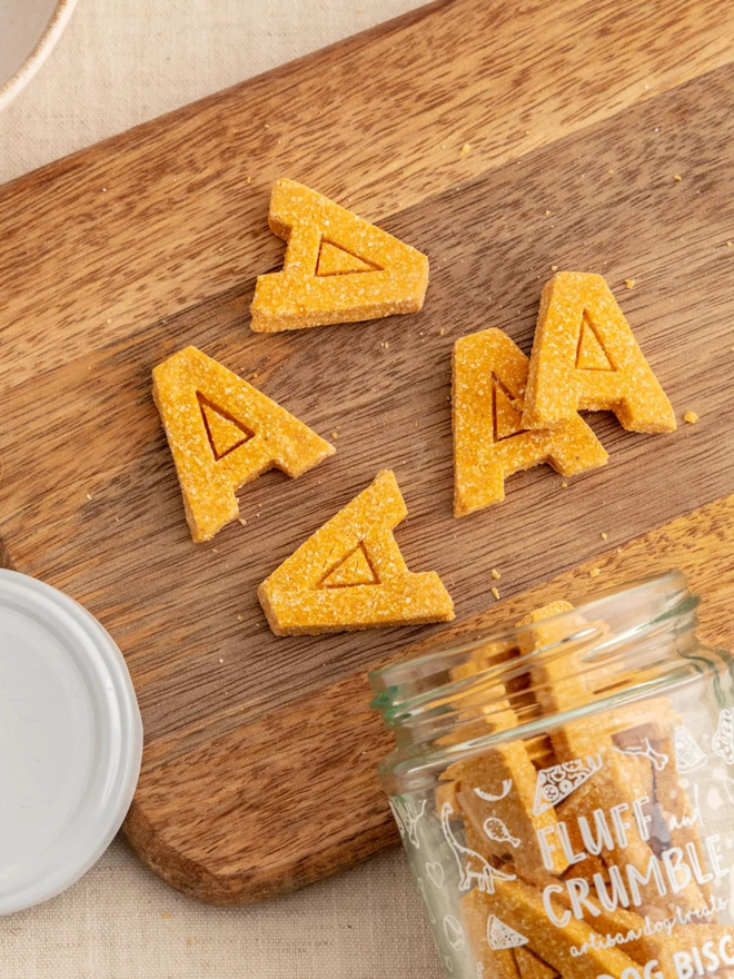 letter A dog biscuits