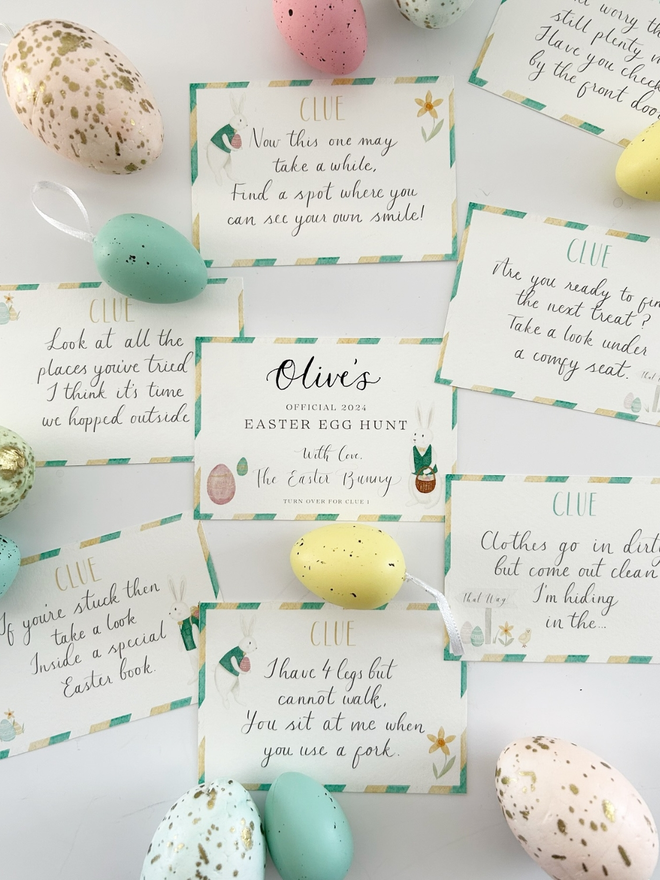 personalised easter egg hunt clue cards