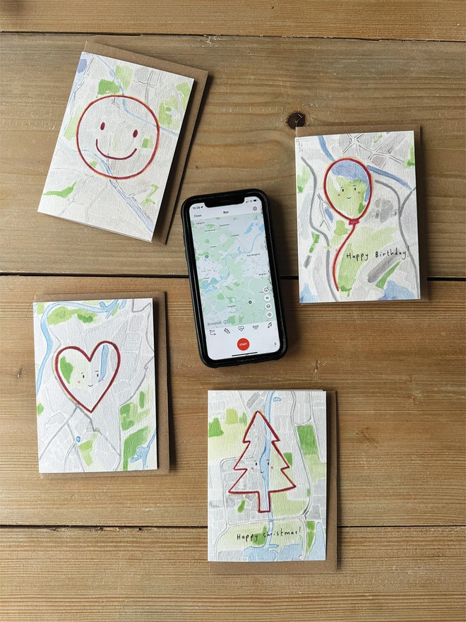 Strava Art themed Cards