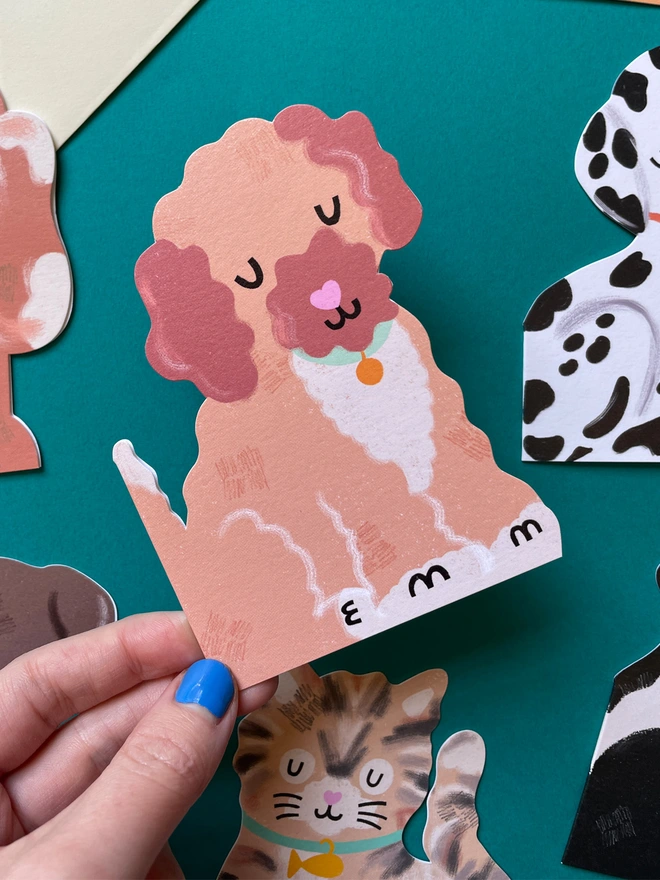 Cute Cockapoo Puppy Mini Greeting Card For Dog Lovers Flatlay | Raspberry Blossom