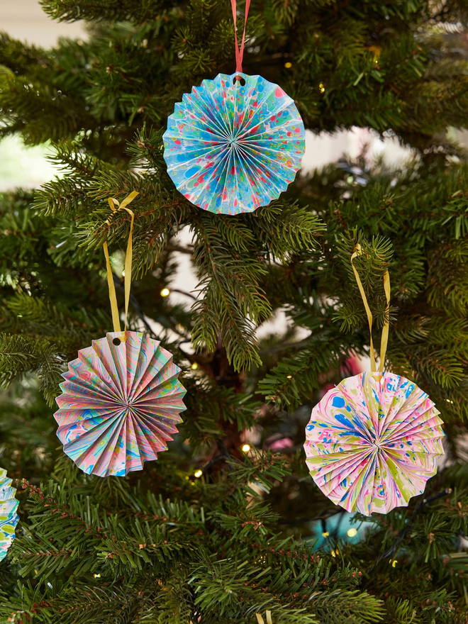 Hand Marbled Pinwheel Hanging Decorations