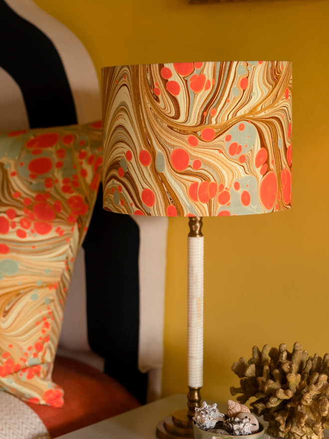 multi coloured handmade linen lampshade