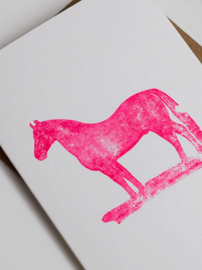 Pink Horse Letterpress Card