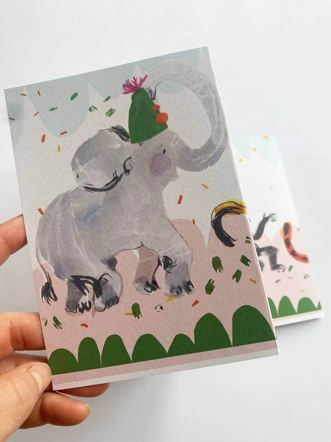 Party Animals illustrated concertina card by Esther Kent 