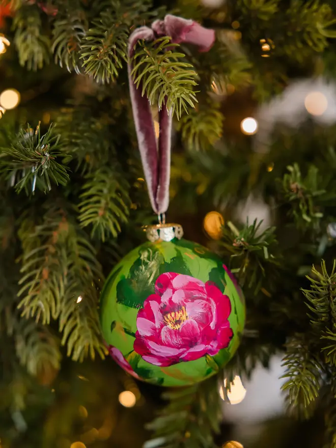 Hand painted floral bauble