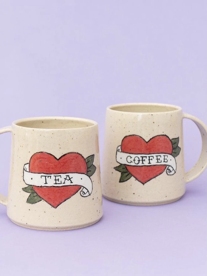 Tea and Coffee Heart Tattoo Mug 