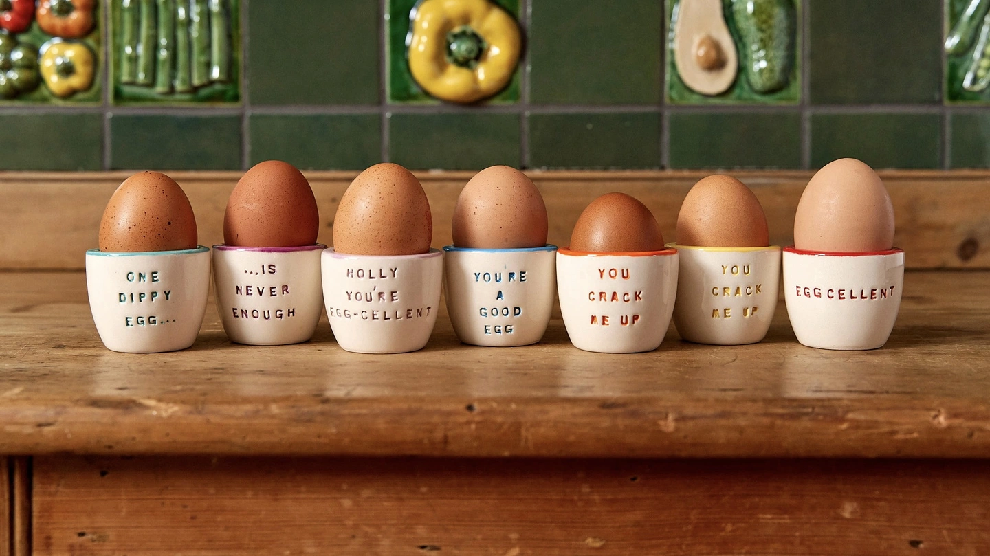 Personalised ceramic egg cups