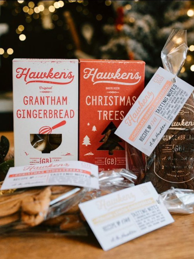 artisan christmas gingerbread biscuit selection in packaging