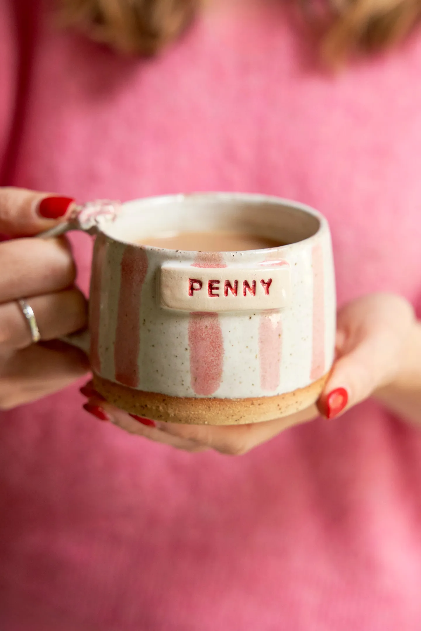 Personalised ceramic stripe mug