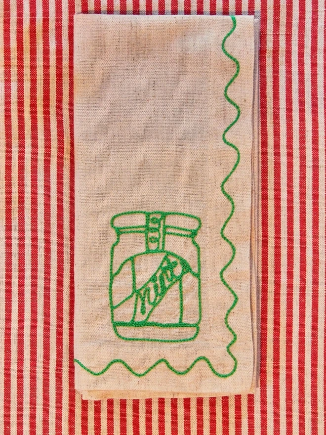 Embroidered Christmas condiment napkins