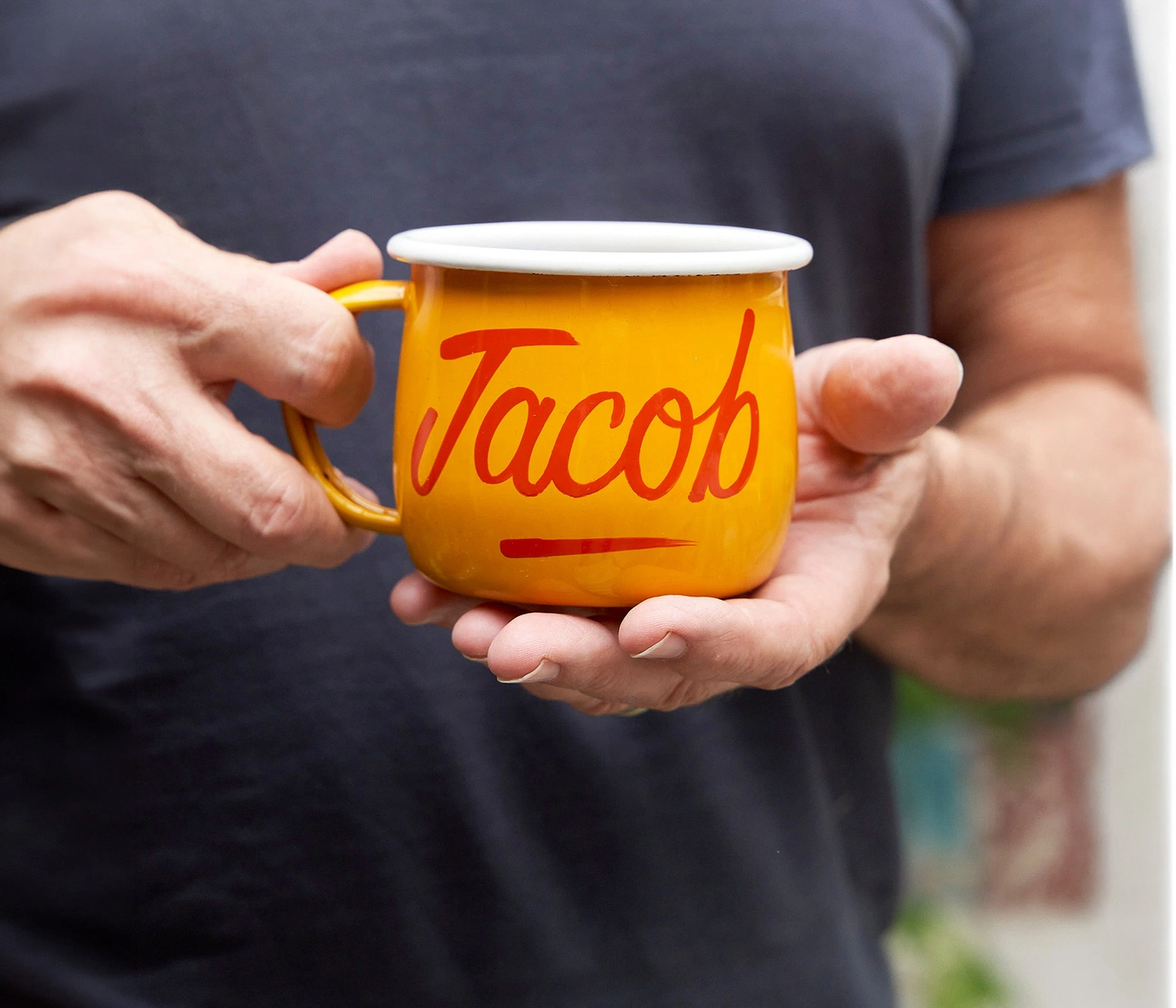 Personalised hand-painted enamel mug 