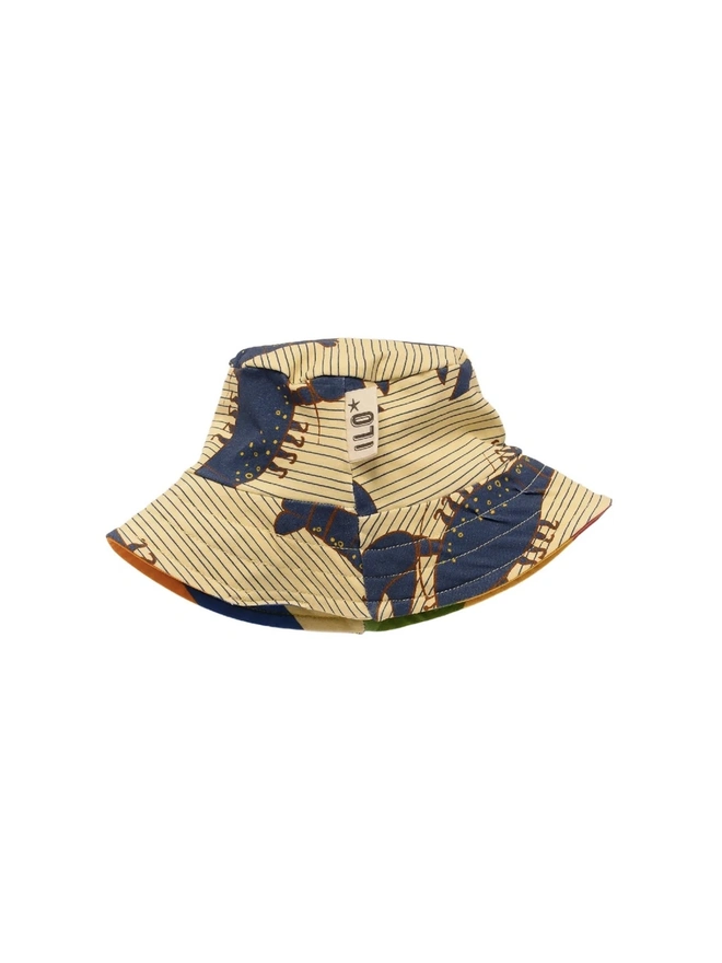 Blue Lobsters on Vanilla Organic Jersey Sun Hat