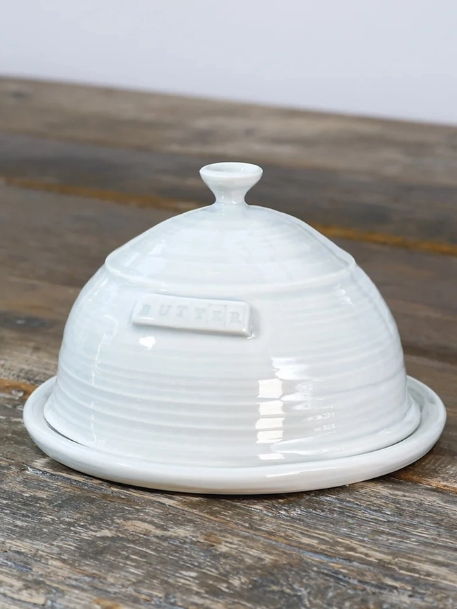 Personalised Handmade Porcelain Domed Butter Dish