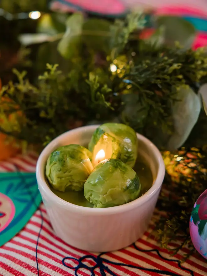 Brussel sprout Christmas Candle