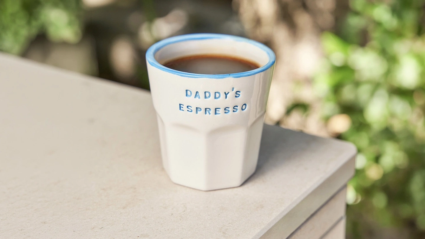 Hand stamped ceramic espresso tumbler for Father's Day