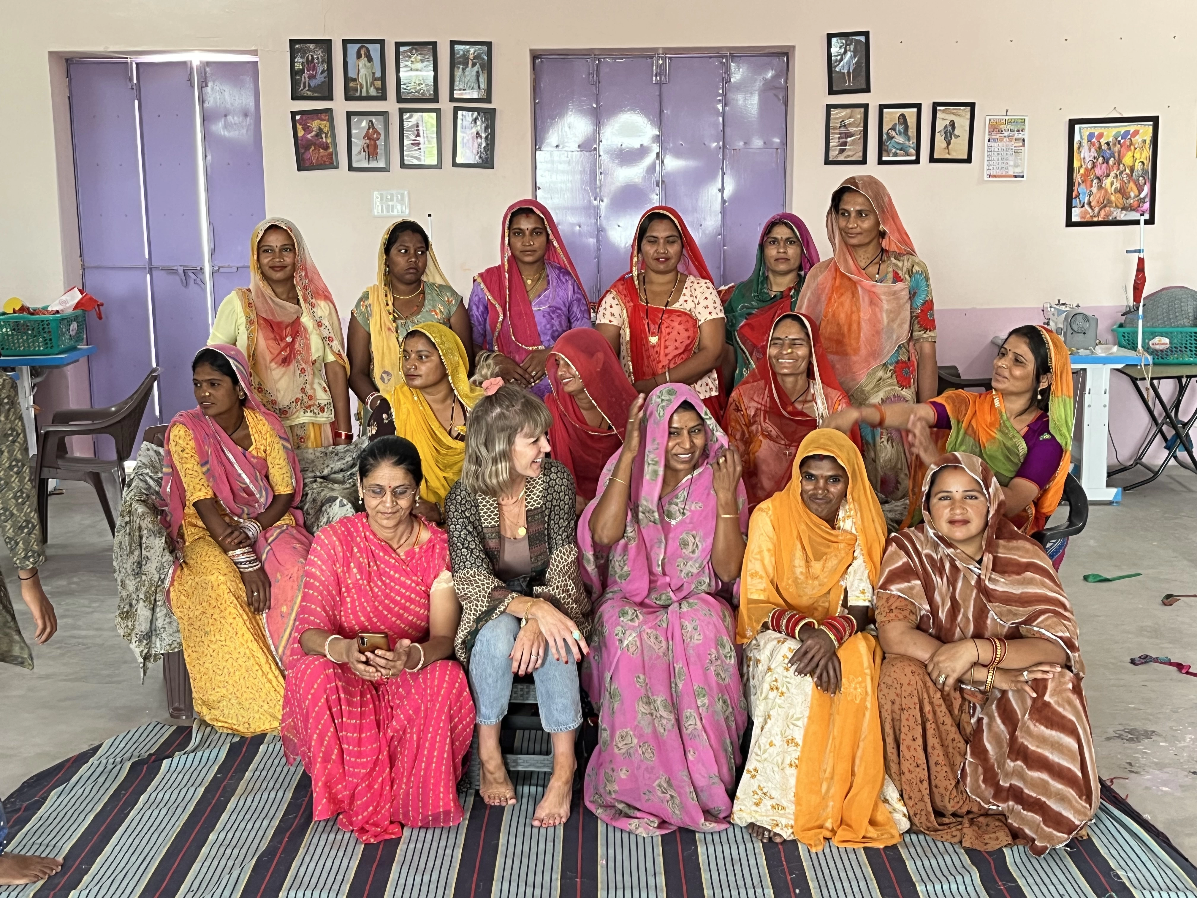 Katie, founder of Loft & Daughter, with the female artisans of Saheli Women