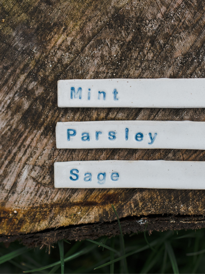 handmade ceramic plant labels