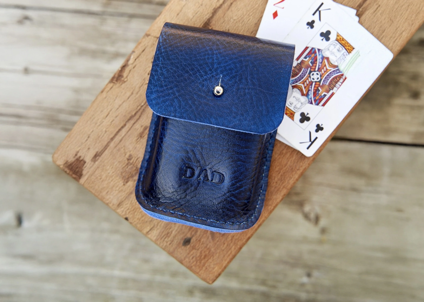 Personalised leather card holder