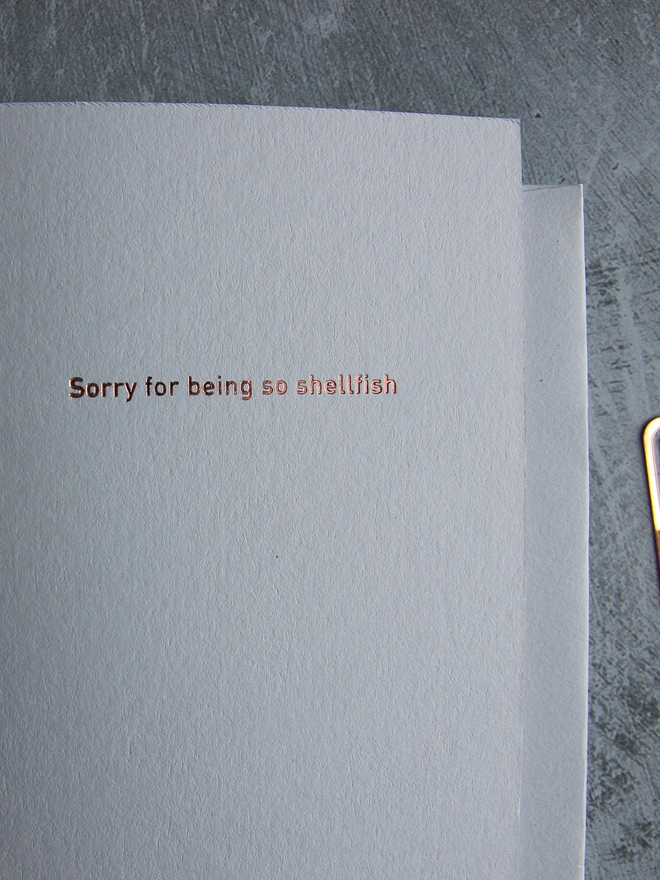 Typeface gold foiled greeting card