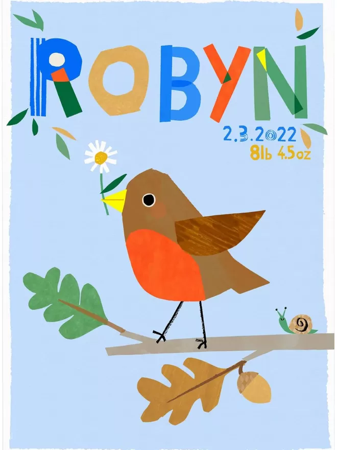 Personalised Robin Print