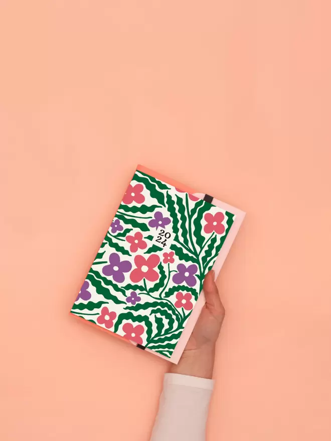 A5 2024 Floral Diary with Pink Folder